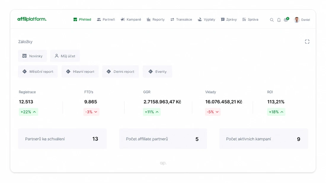 Affilplatform, advertiser dashboard