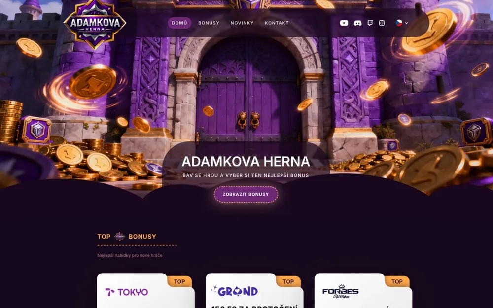 Sample website of an affiliate partner, Adamkova Herna