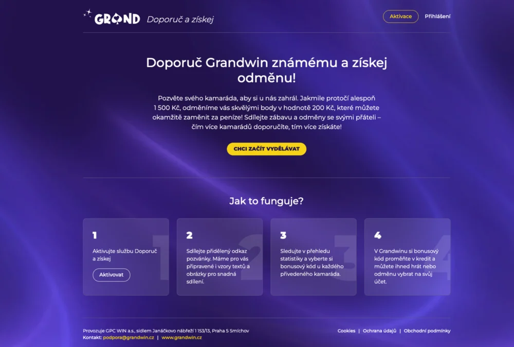 Pozvánka for Grandwin, Refer and earn