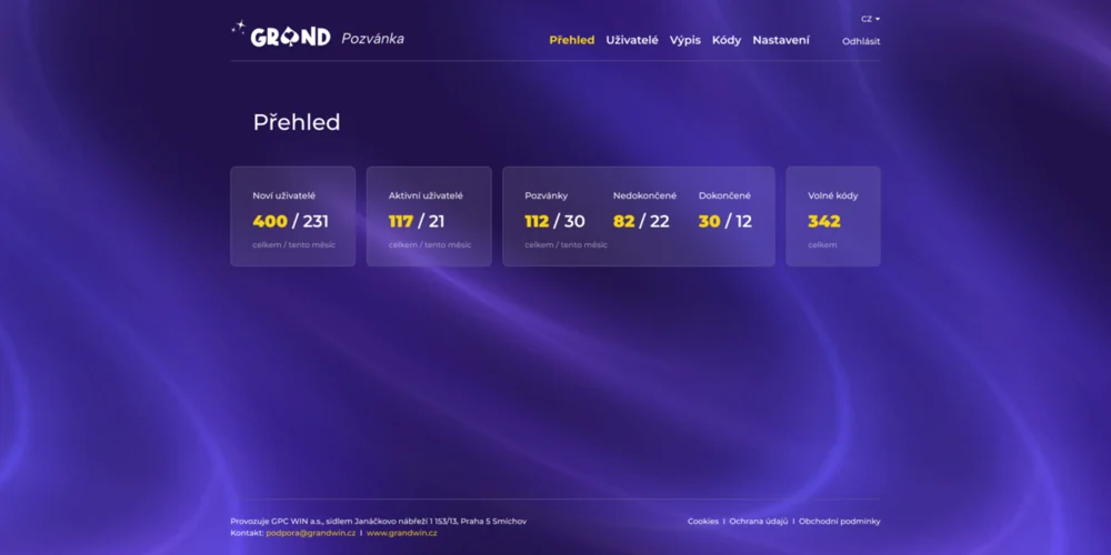 Admin, overview and statistics