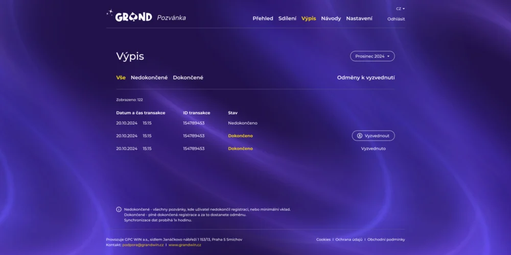 User, reward listing